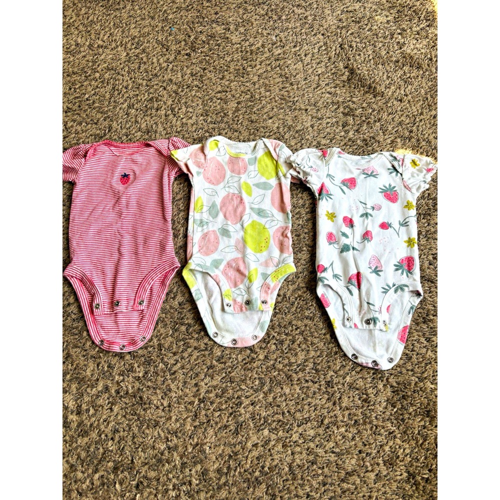 Carter's Just One You 0-3M Short Sleeve Snap Bodysuit Lot of 3